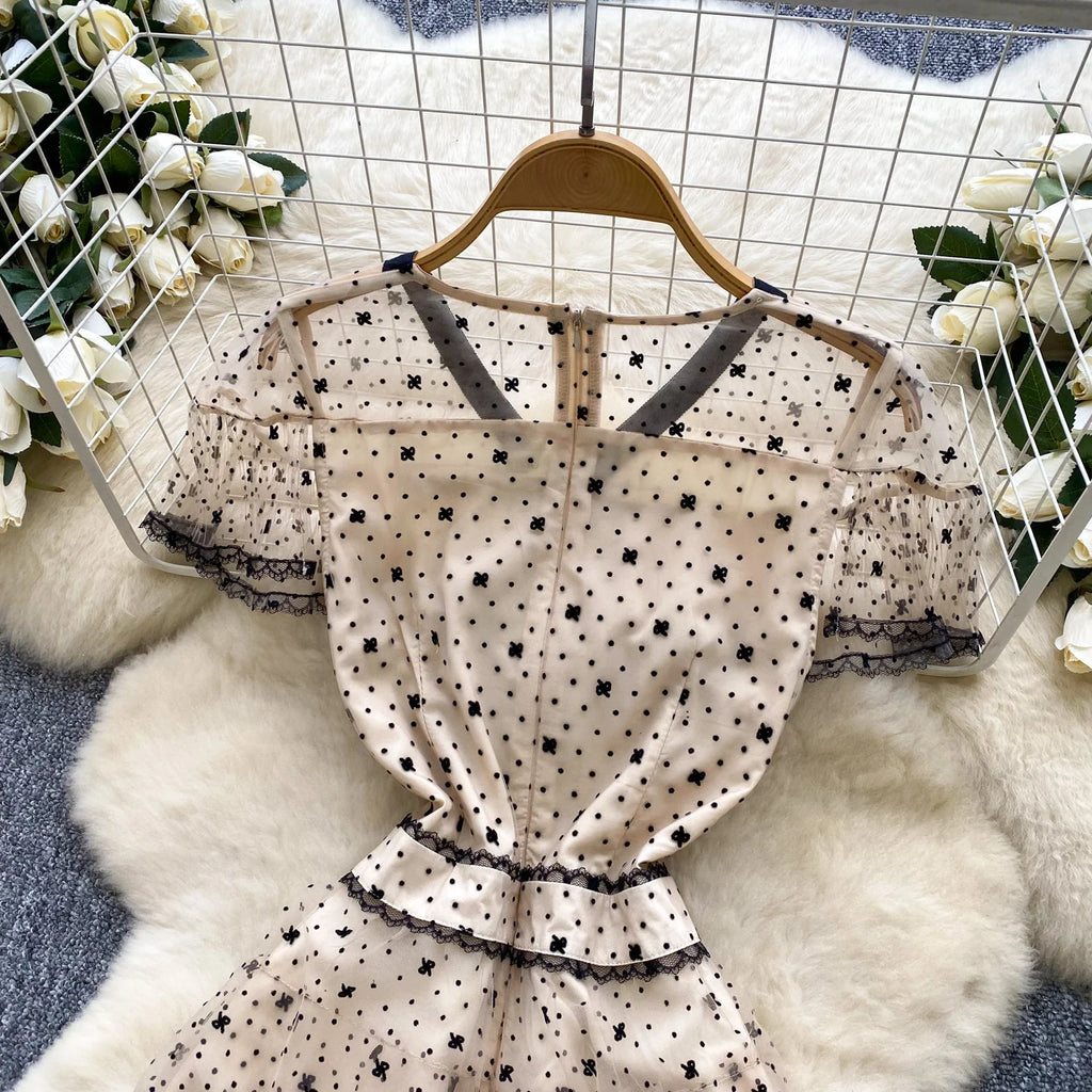 Ele Lace Splice Waist Cinched Me Dr Women's Summer New Sle Celebri Aosphere Super Fairy T Dr Skirt