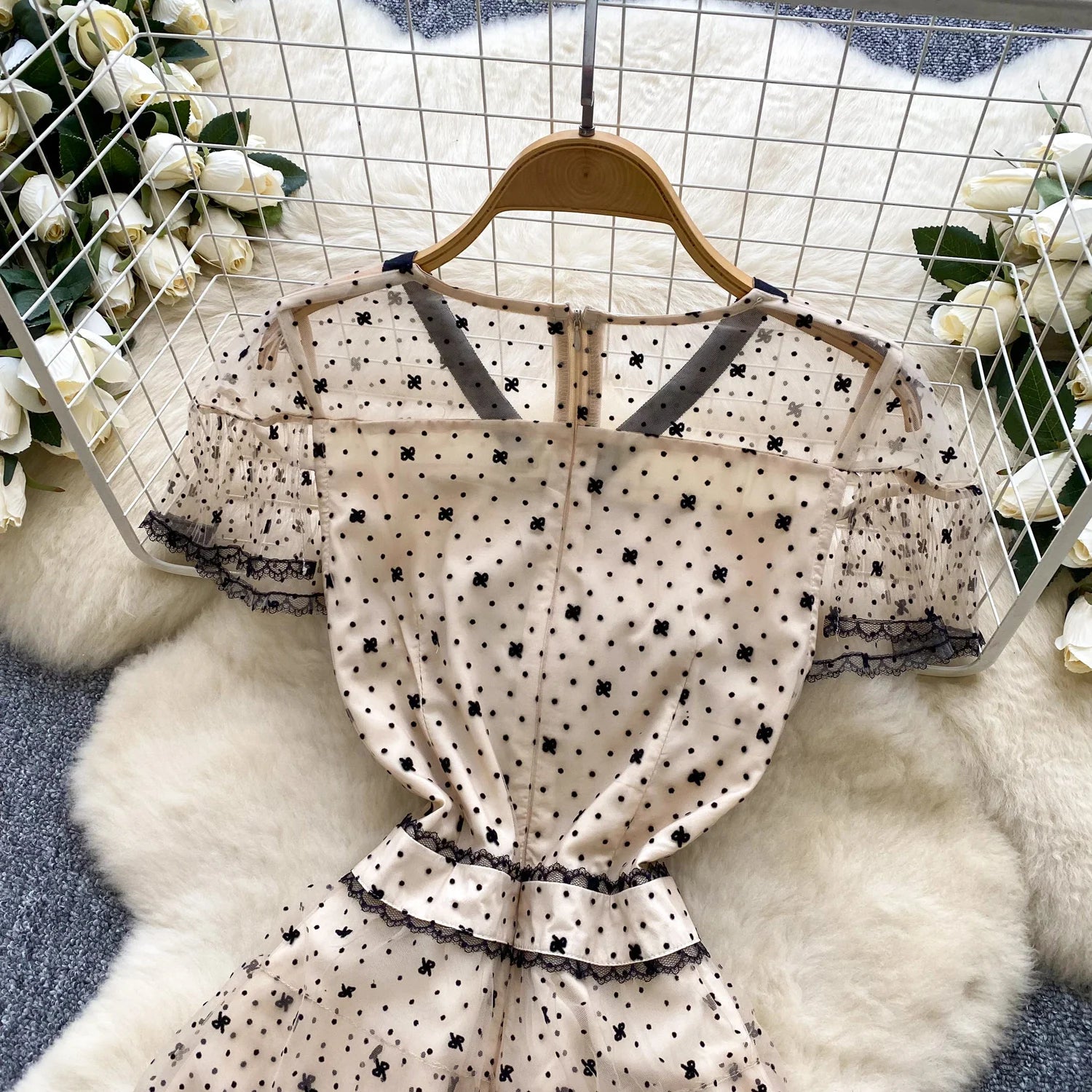 Ele Lace Splice Waist Cinched Me Dr Women's Summer New Sle Celebri Aosphere Super Fairy T Dr Skirt