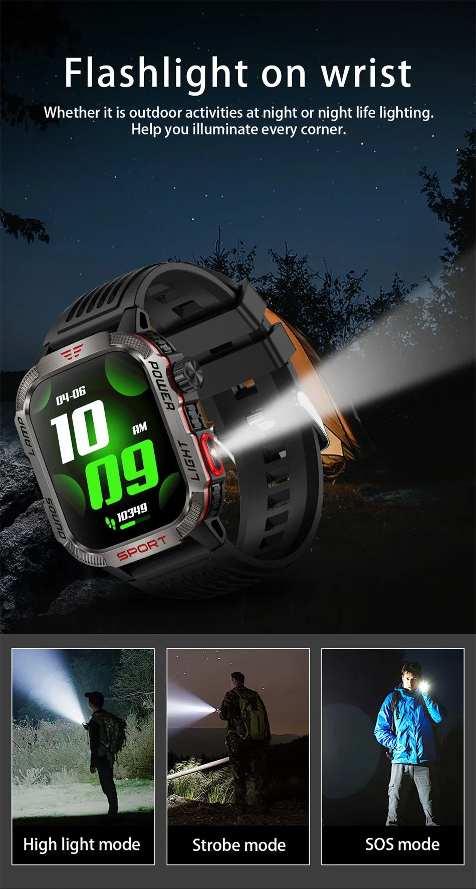 2025 New  Xiaomi  Military GPS Smart Watch Men Flashlight Compass Waterproof Outdoor Sport Tracker Bluetooth Call Smartwatch