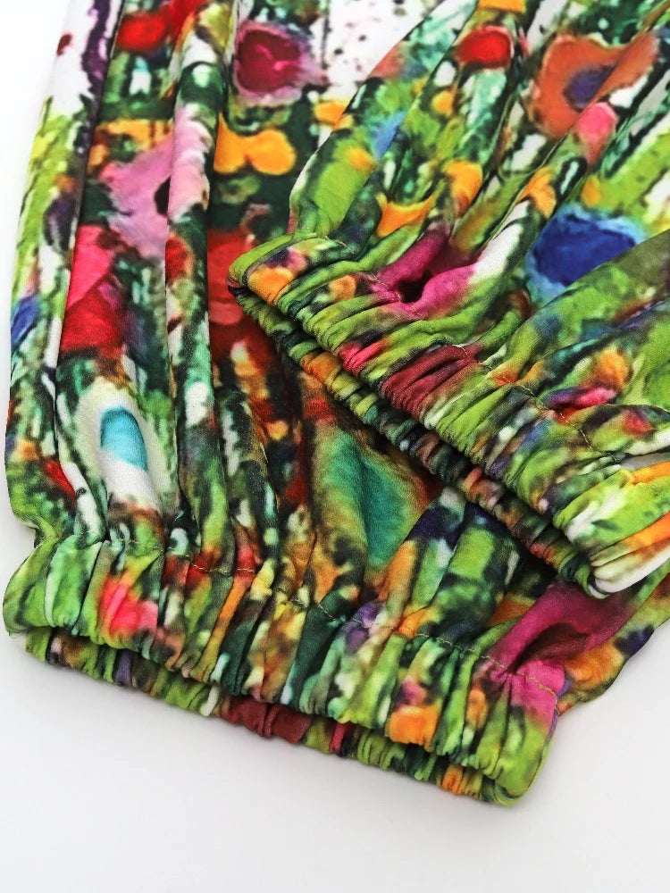 2025 New Spring And Summer Halter Jumpsuit Women's Fun Cat Print Pullover Halter Pants Casual Loose High Waist Jumpsuit