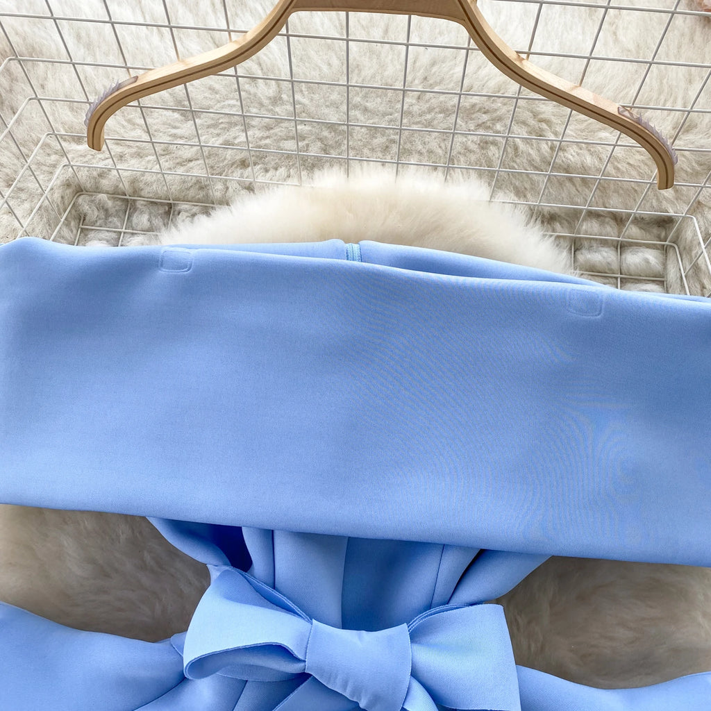 Sexy One-oulder Banded Waist Gown Set with Pleated Skirt Two-Piece Ensemble Courtly Sle Versatile Top f-length A-Line ...