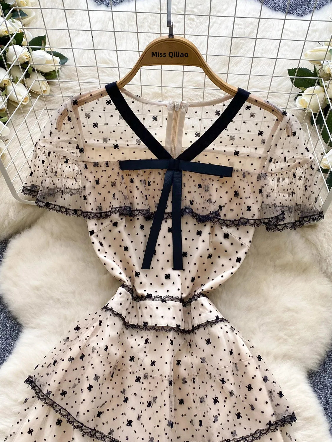 Ele Lace Splice Waist Cinched Me Dr Women's Summer New Sle Celebri Aosphere Super Fairy T Dr Skirt