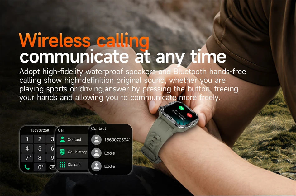 2024 New For Xiaomi Military Smart Watch Men Outdoor Sports Flashlight Fitness Watches Health Monitor 1.96" BT Call Smartwatch