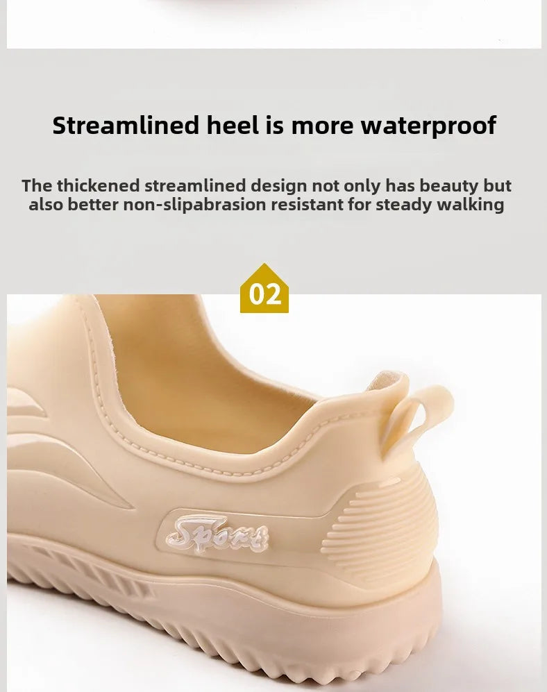 Low-top Rain Boots Women's Kitchen Water Boots Waterproof Exterior Wear Casual Flat Work Non-slip Lightweight Men's Rain Boots