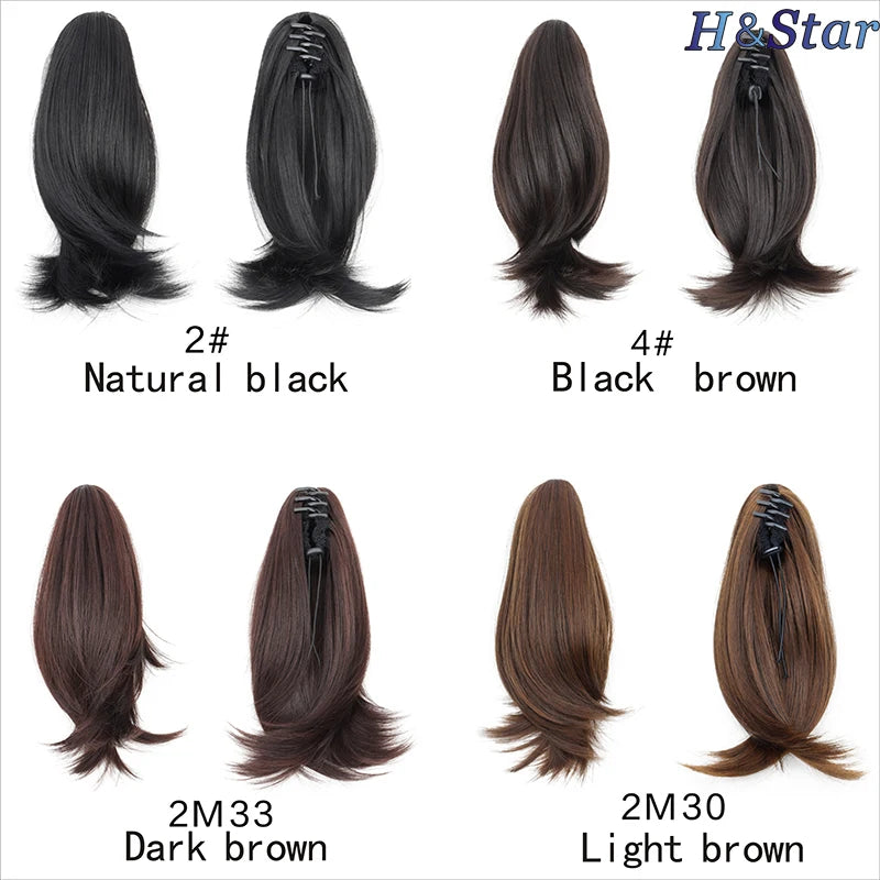 Synthetic 12Inch Short Ponytail Extension Long Ponytail Clip In Claw Hair Extension Natural Looking  Hairpiece For Women