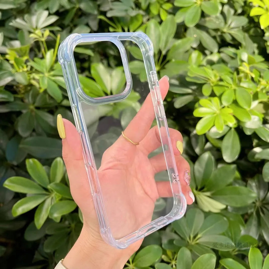 Transparent thicken corner shockproof phone case for iPhone 16 15 14 13 12 11 Pro Max full cover protection armor hard cover