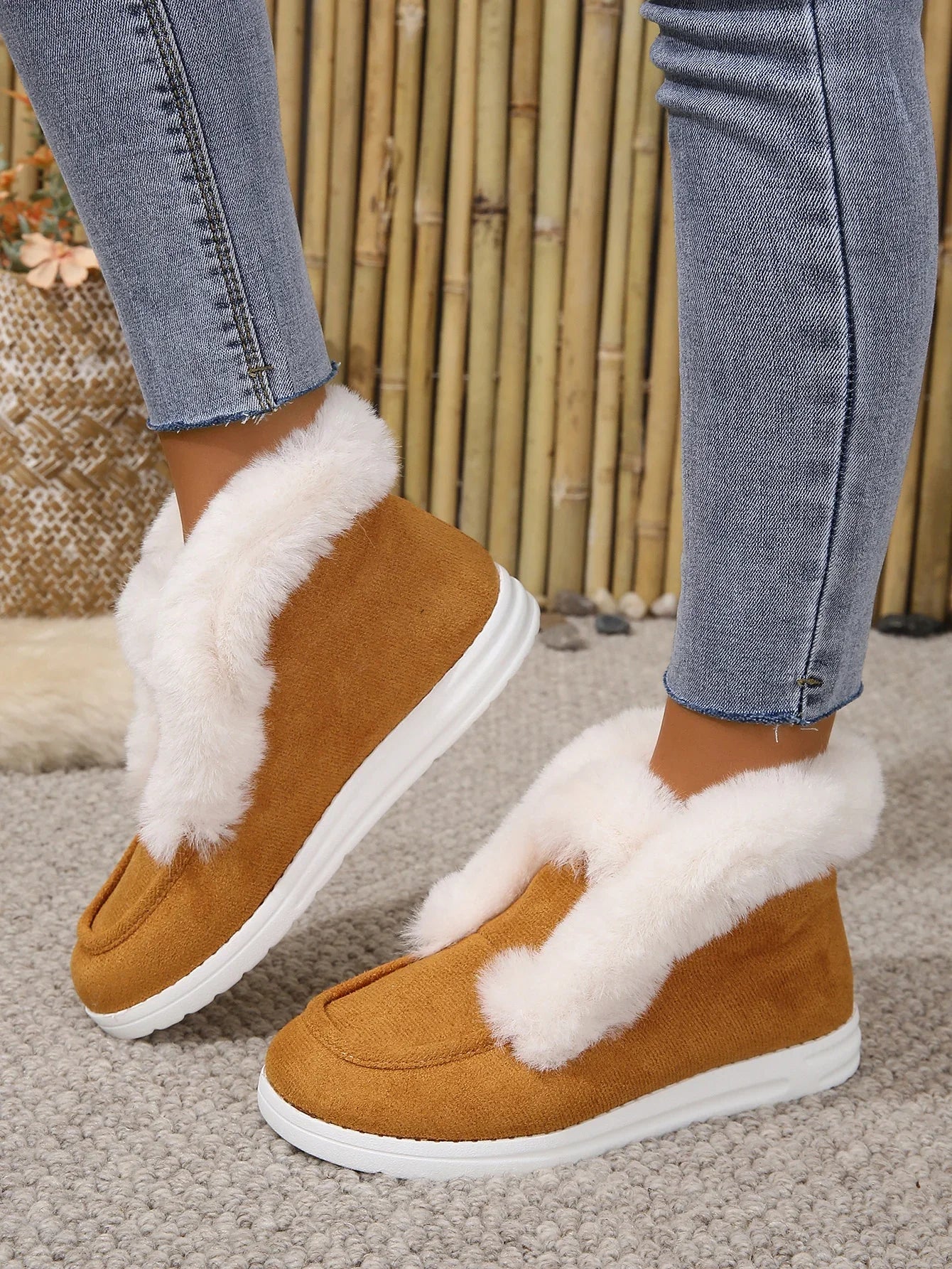 Ankle Boots Women's Winter Warm Plush Snow Boots Suede Leather Shoes Women's Comfortable Women's Shoes Platform Boots