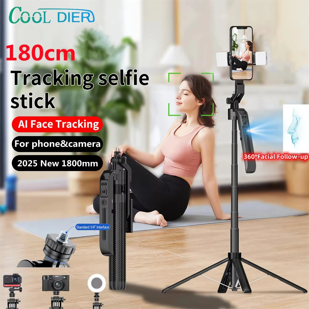 COOL DIER 2025 NEW Gimbal Stabilizer Wireless Selfie Stick Foldable Tripod Holder With Bluetooth Shutter Monopod For IOS Android