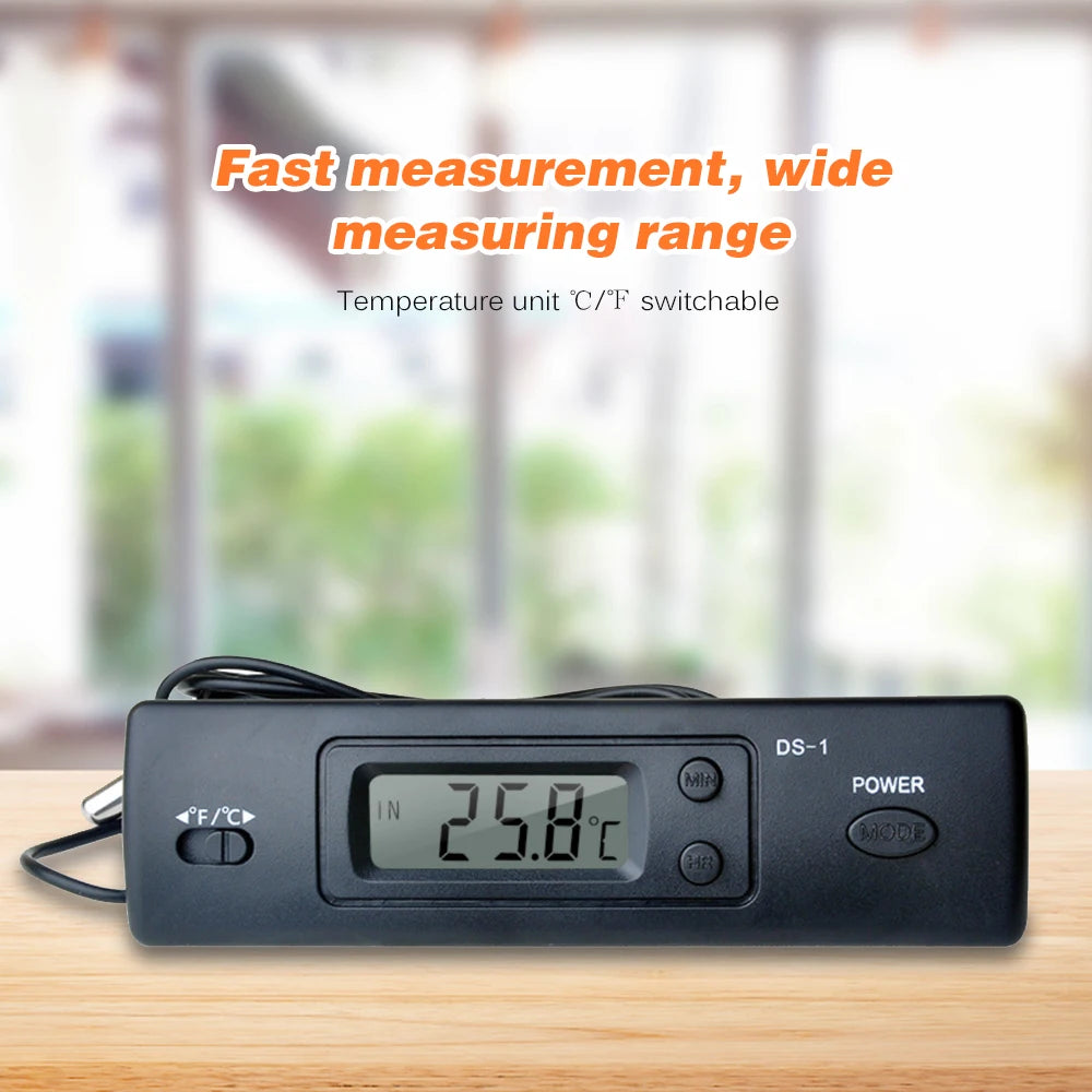 Mini Thermometer Electronic Digital Thermometer Indoor Outdoor Multi-Function Thermometer Time Temperature Display with Probe