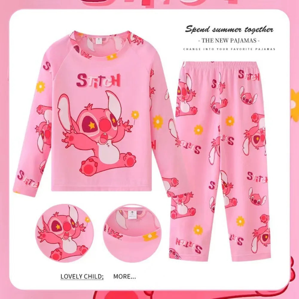 Disney Stitch Children Pajama Sets Suitable Comfortable Soft Print Kids Night Clothe Set Colorful Causal Homewear Autumn Winter