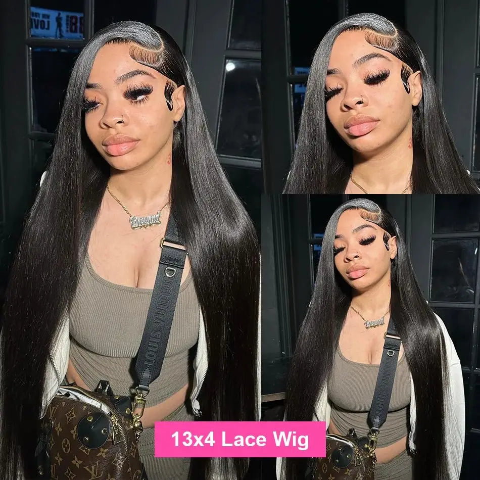 200 Density 13x4 13x6 Transparent Bone Straight 30 40 Inches Lace Front Human Hair Wigs Brazilian Frontal Wigs For Women