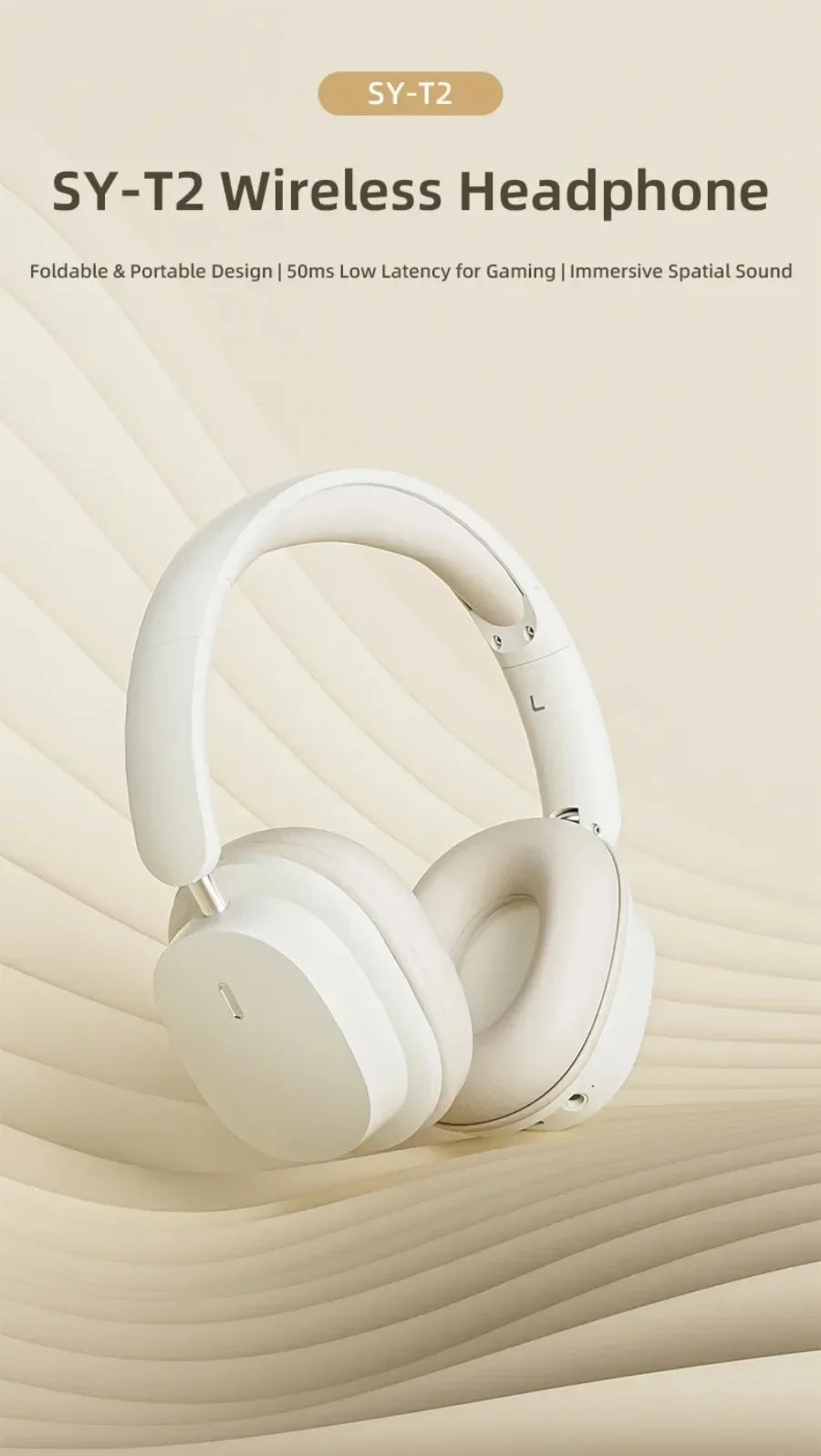 Bluetooth 5.3 Fashion Wireless Headphones HIFI Stereo Gaming Earphones Portable Over-ear Business Headset Low Latency With Mic