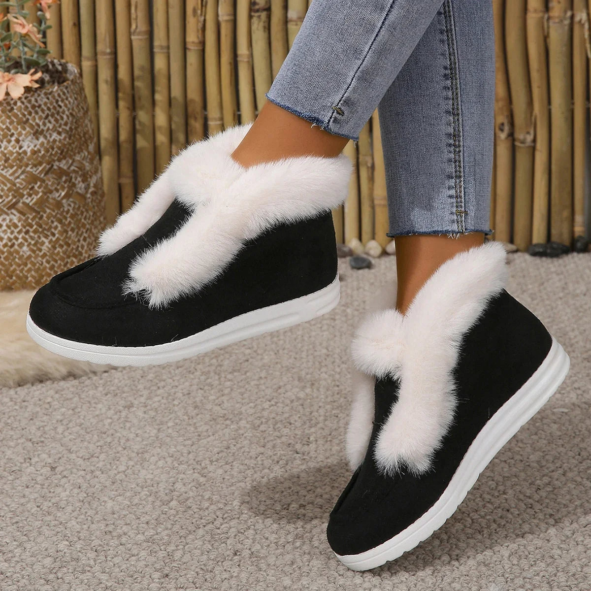 Ankle Boots Women's Winter Warm Plush Snow Boots Suede Leather Shoes Women's Comfortable Women's Shoes Platform Boots