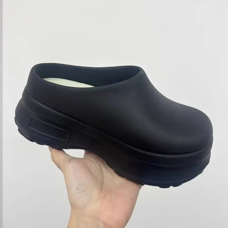 Women's Slippers Minimalist Fashion Air Cushion Soft 5CM Platform Non Slip Sandals Breathable Couple Style Heightened Chef Shoes