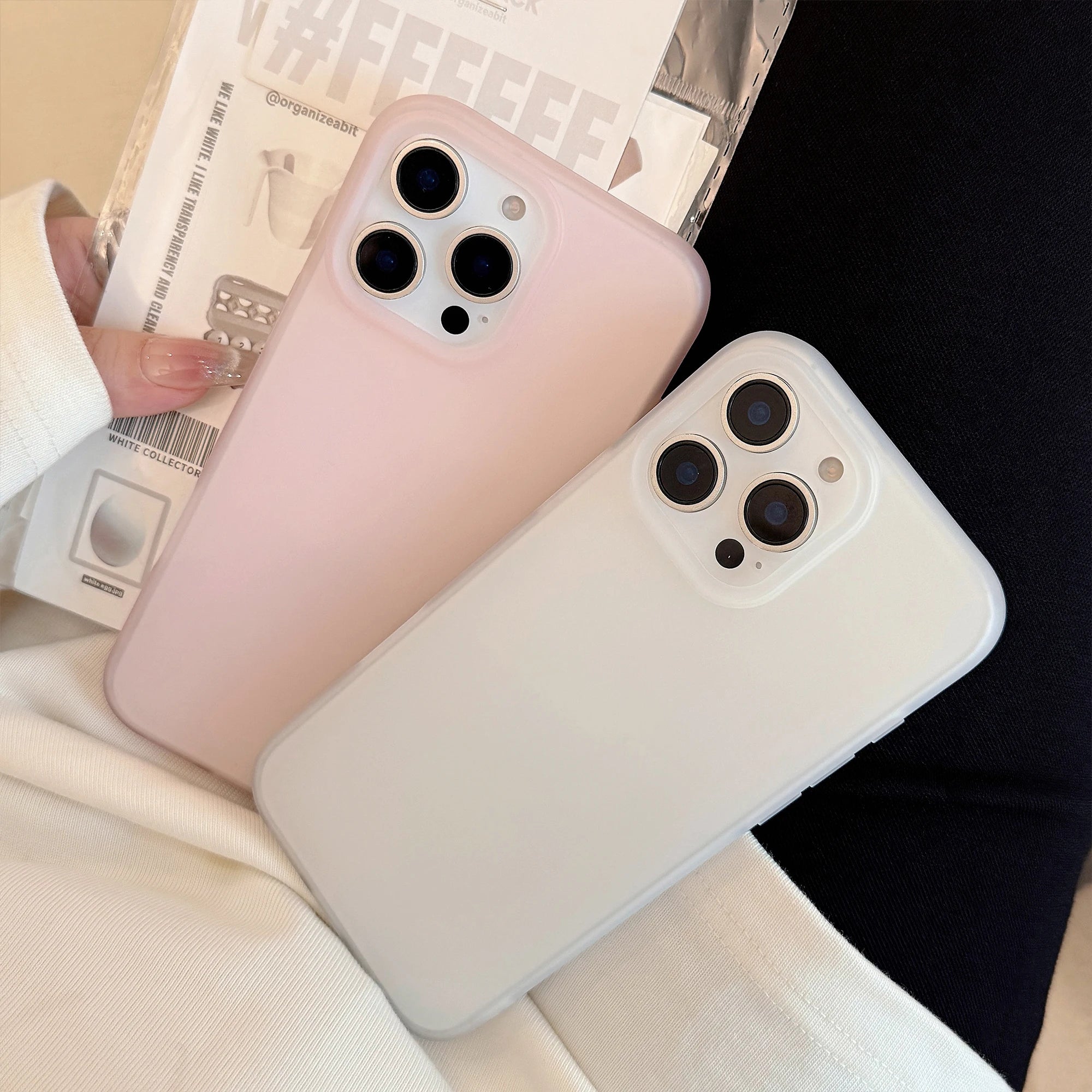 Simple Transparent Pink Transparent White Solid Color Soft Matte Protective Phone Case for iPhone 11 12 13 14 15 16 17 Pro Max