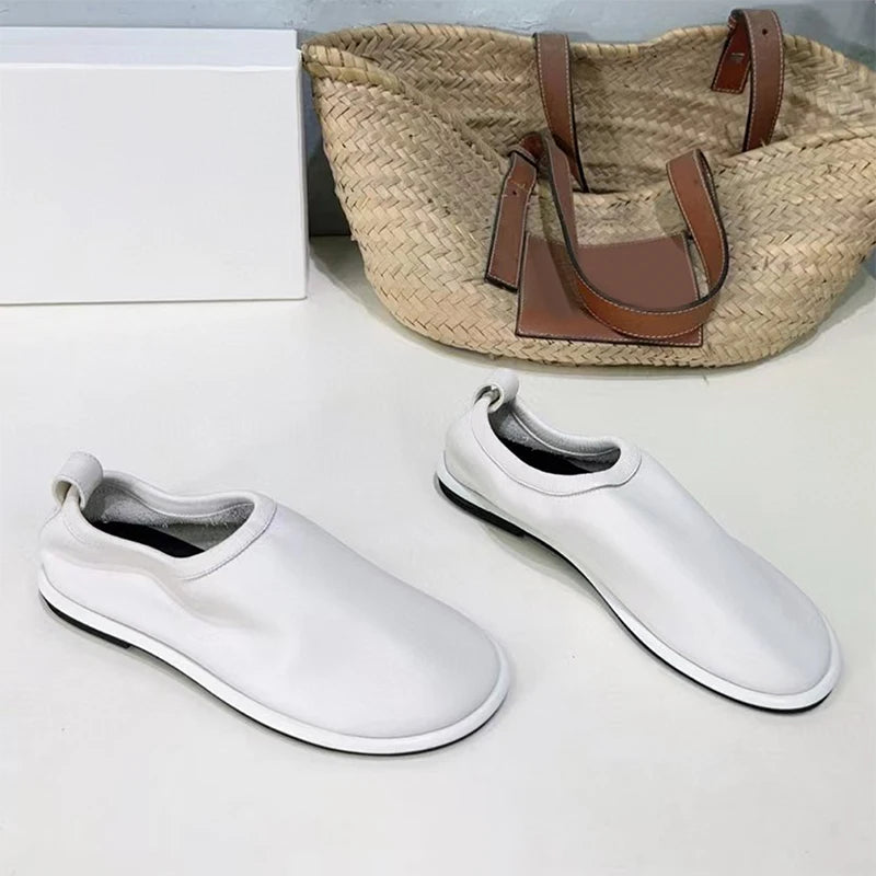 High Quality Suede Leather Loafers Women Round Toe Slip-On Casual Flat Shoes Woman Daily Lightweight Comfort Walking Shoes Woman