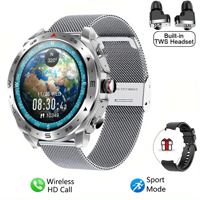 2024 New Smart Watch TWS 2-in-1 Bluetooth Earphones AI Voice SIRI Wake Up Motion Trajectory Tracker Men's and Women's Smartwatch
