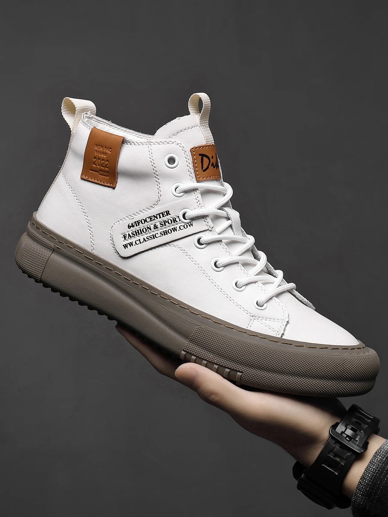 Men's Shoes Autumn and Winter New White Shoes Fashion Sneakers Sports High-Top Trendy Shoes Business Casual Breathable Thick-Soled Shoes Outdoor Casual Shoes