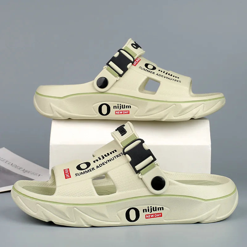 Summer Shoes Men Men's Sandals Anti-odor Thick Bottom Home Slippers Male Fashion New Anti-slip and Wear-resistant 2025 Eva Beach