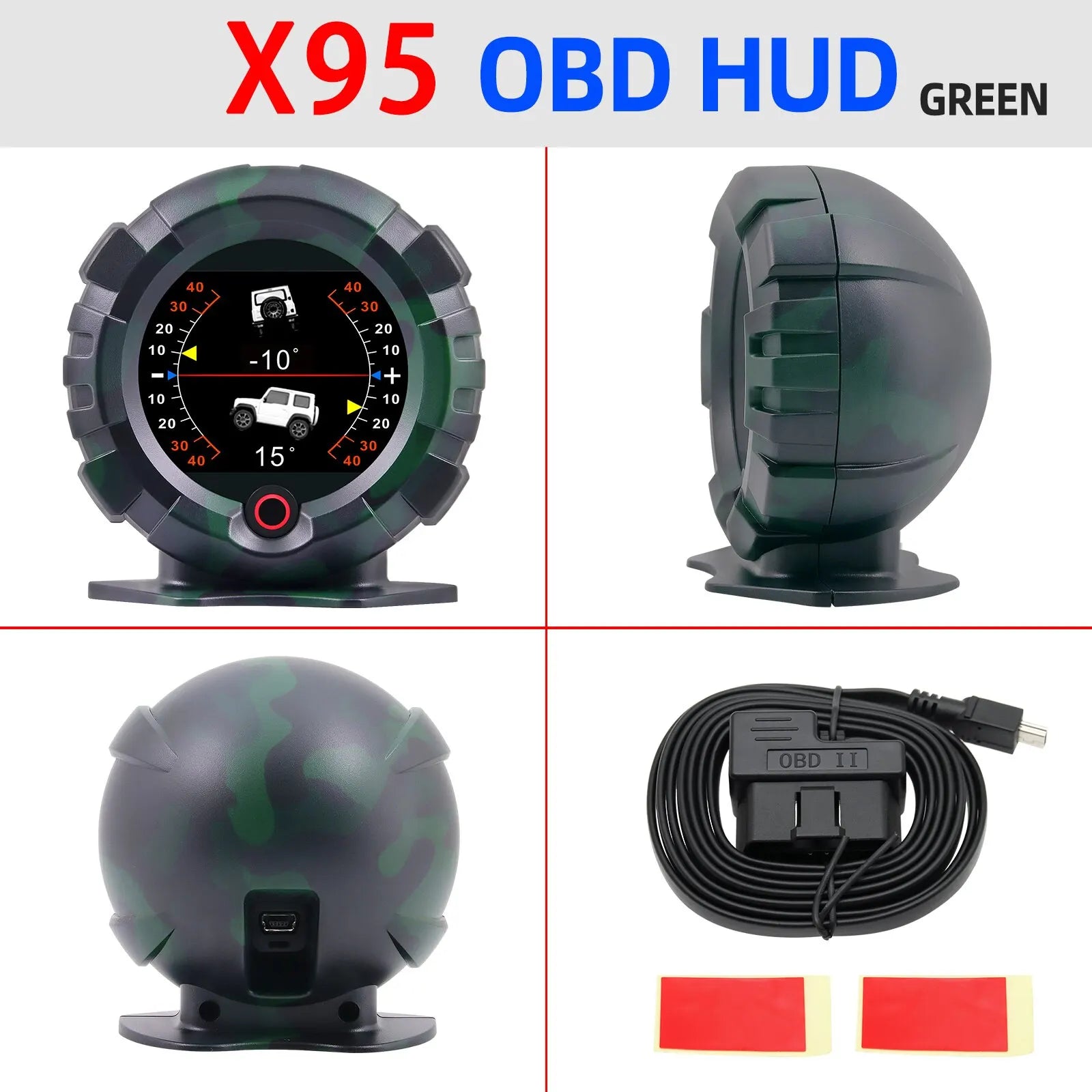 AD X95 Head Up Display GPS HUD Slope Meter Accessories HUD Auto Electronic Speedometer MPH KMH Speed Pitch Tilt Angle Altitude