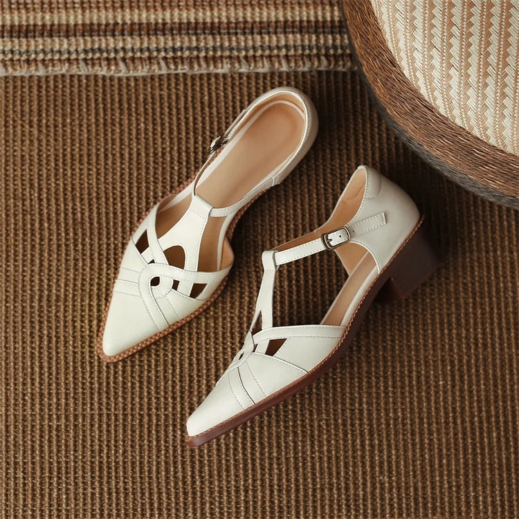 2024 Summer Women Shoes Pointed Toe Chunky Heel Shoes for Women Med-Heel Women Sandals Giadiator