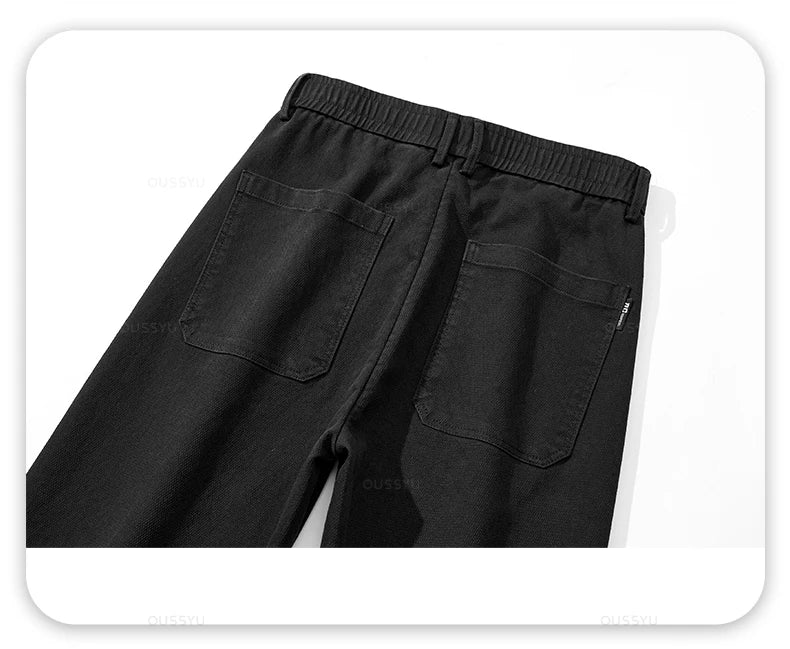 Spring Autumn New Upgraded Lyocell Fabric Jeans Men Loose Straight Elastic Waist Casual Denim Pants Trousers Male Large Size 5XL