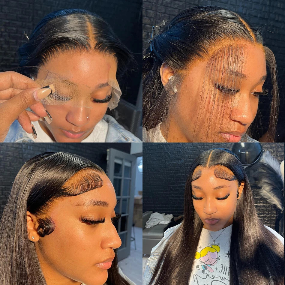 13x6 HD Straight Lace Frontal Wigs For Women Brazilian Transparent Lace Front Human Hair Wig 13x4 200 High Density 30 34 36 Inch