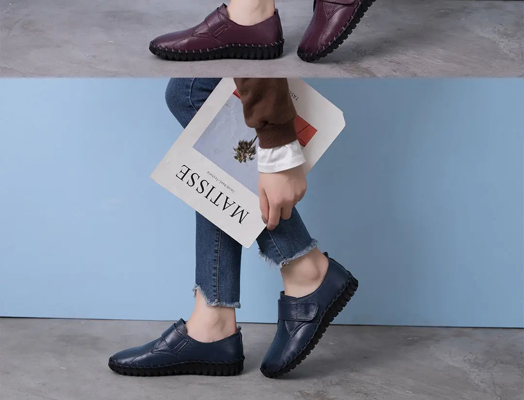 Ballet Flats Women Shoes Loafers Genuine Leather Woman Flats Slip On Women's Loafer Female Moccasins  Mom Work Shoes 35-42