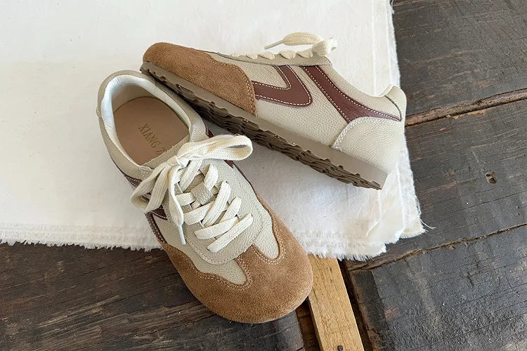 Careaymade-Genuine Leather wider toe women's shoes,soft sole comfortable casual single shoes,lace Barefoot small white shoes