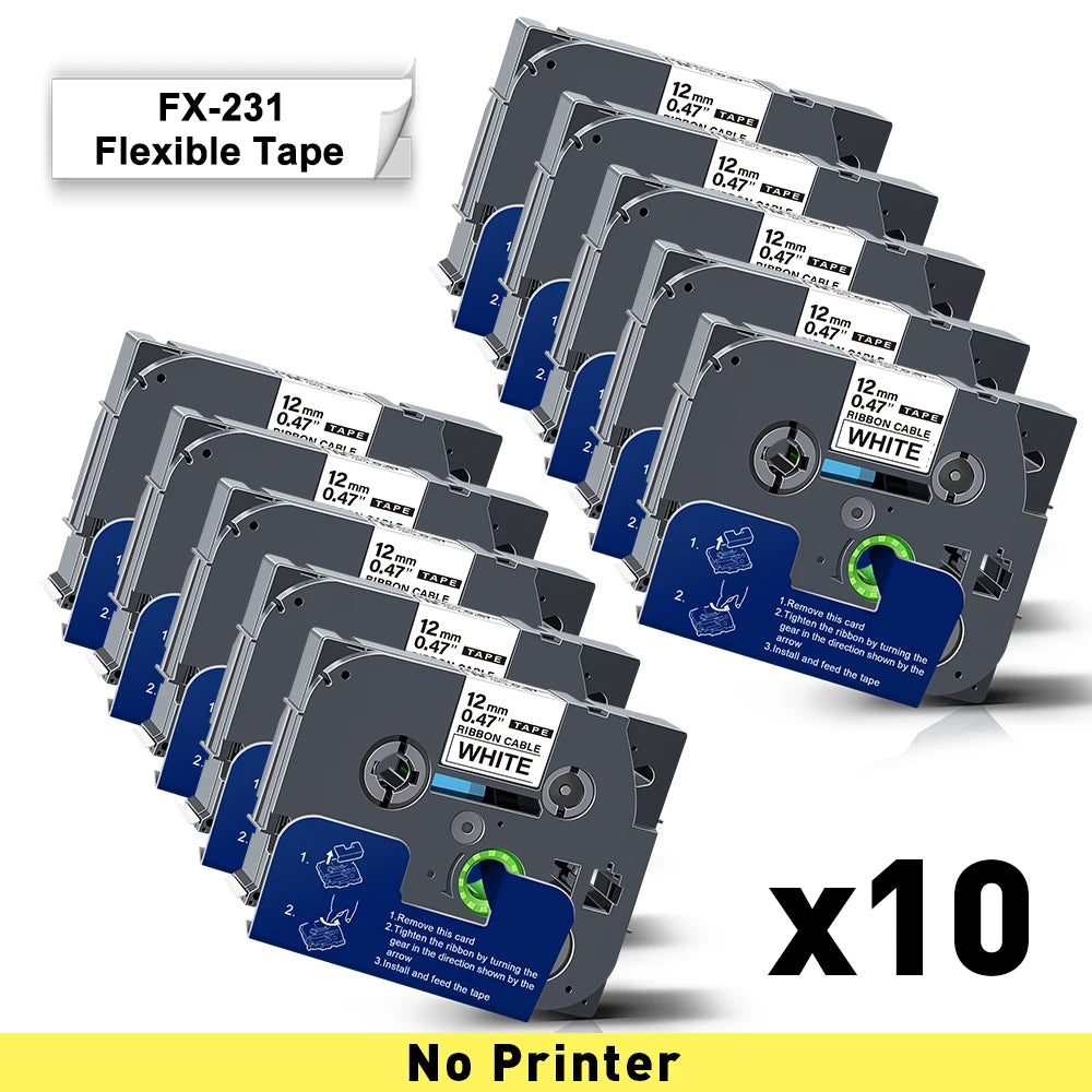 PS100E Auto Cutting Label Printer with 10PK Heat Shrink Tube Tape 11.8mm for HSe231 Portable Industrial Label Maker Machine
