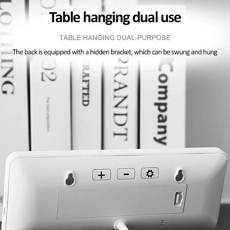 LCD Digital Wall Clock Time with Date Temperature Display Electronic Alarm Clock Modern Table Clock for Bedroom Home Decoration