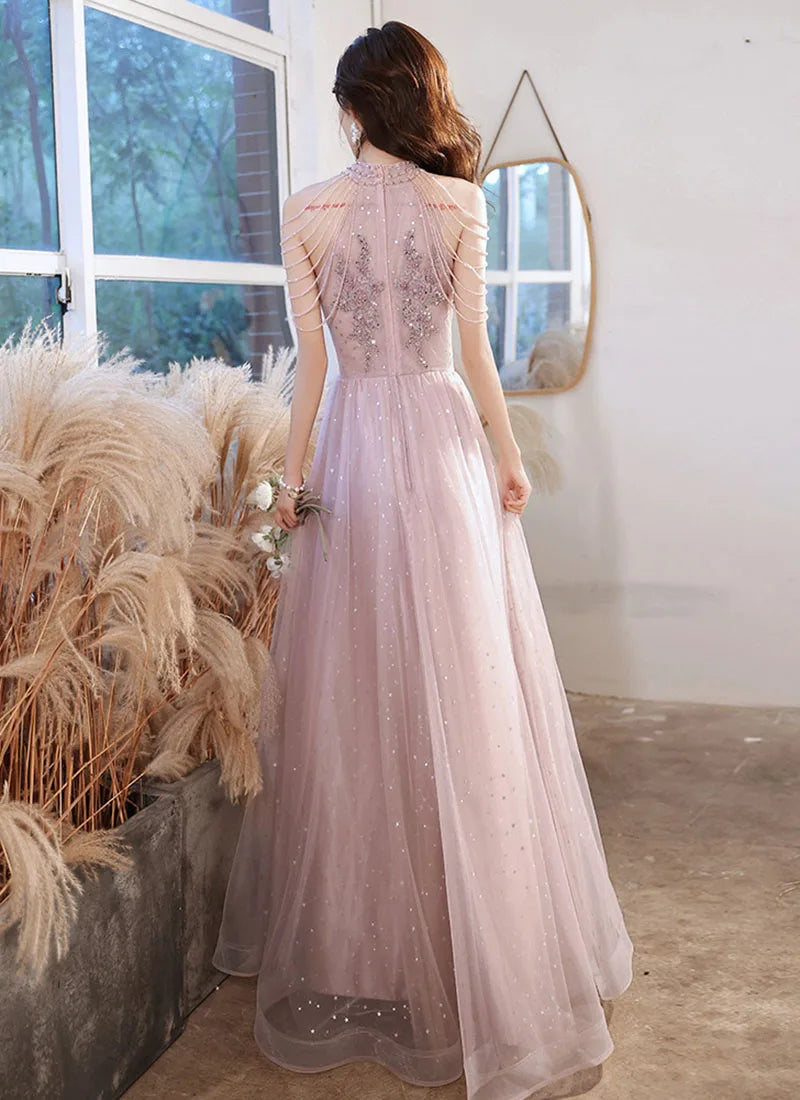 Luxury High Quality Pink Evening Dress 2025  For Prom Summer Autumn Temperament Socialite Senior Party Dress For Women