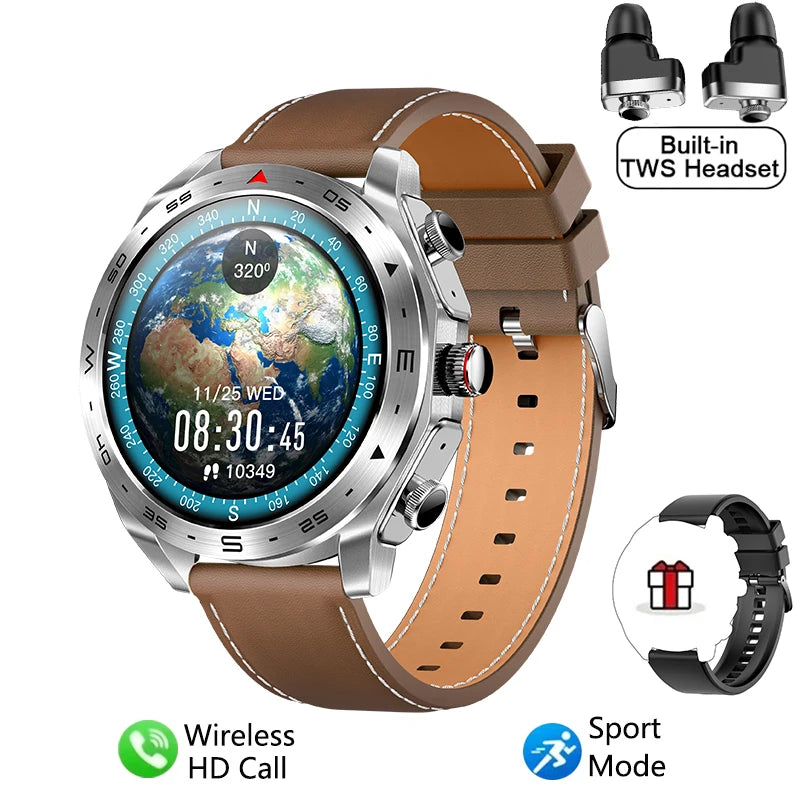 2024 New Smart Watch TWS 2-in-1 Bluetooth Earphones AI Voice SIRI Wake Up Motion Trajectory Tracker Men's and Women's Smartwatch