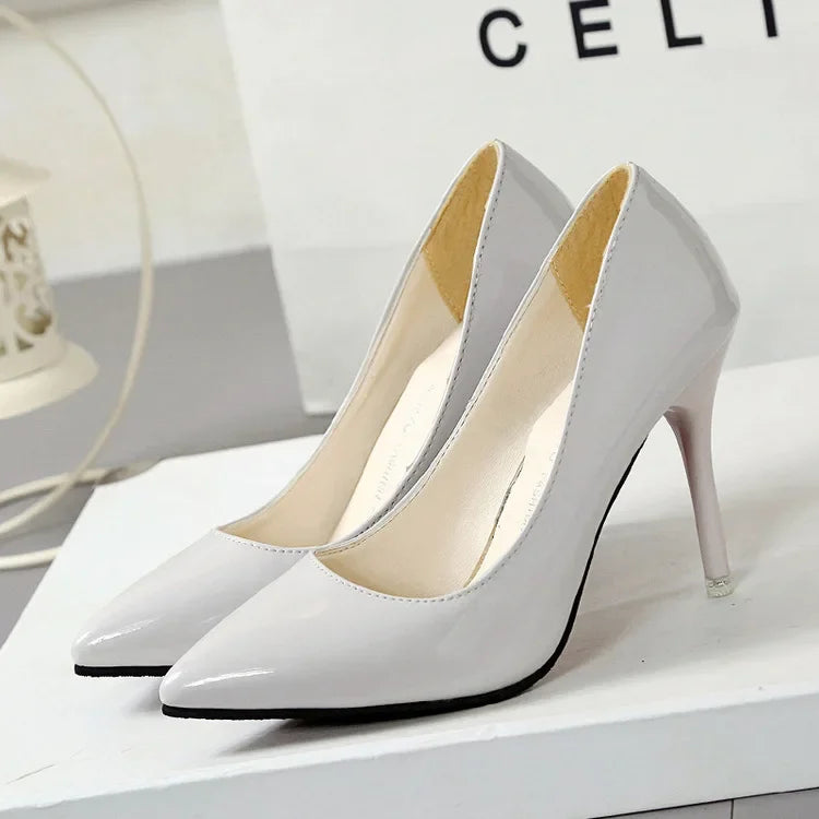 Pointed Toe Pumps Patent Leather Dress Women Shoes Red 8CM High Heels Boat Shoes Shadow Wedding Shoes Shoes for Wedding