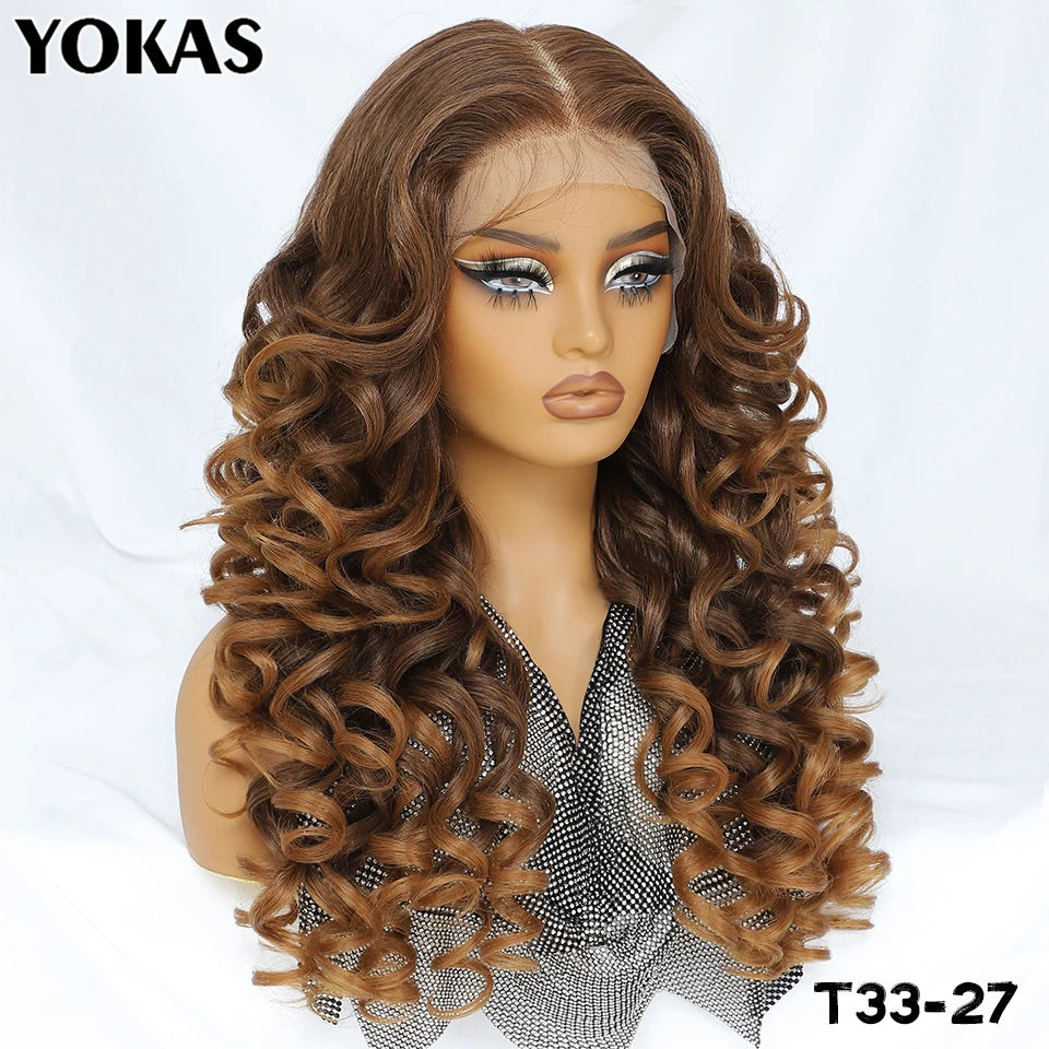 Latisha Lace Frontal Wig Synthetic 13x6 Curly Pre-Plucked Lace Frontal Wig With Baby Hair For Female 24" Lace Frontal Women Wigs
