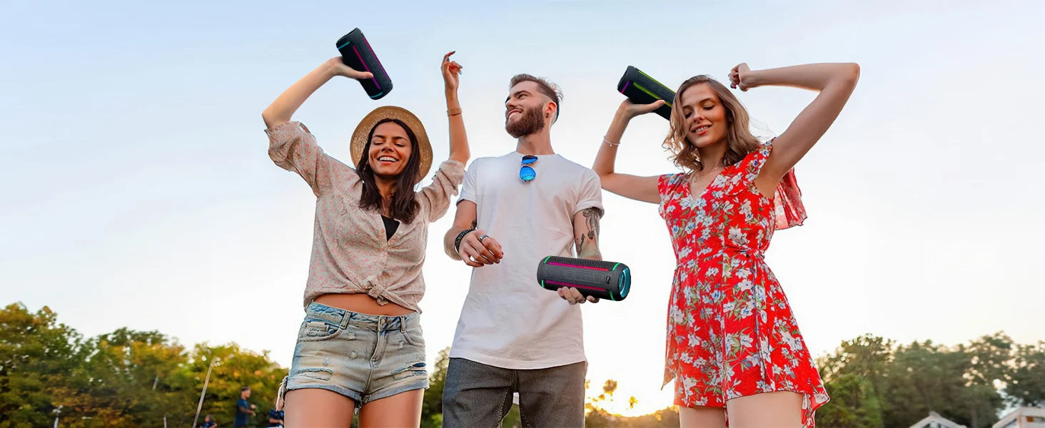 Ortizan Bluetooth Speaker X30, V5.3 Wireless IPX7 Waterproof Shower Speaker,40W HiFi Stereo Sound,TWS Pairing,30H Music Playtime