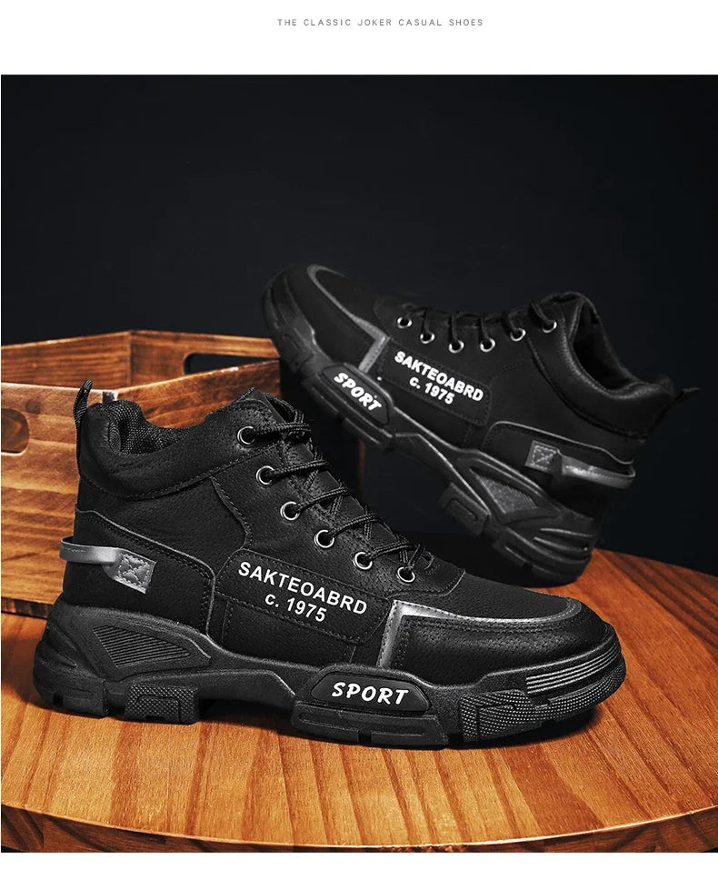 Men's Casual Boots Soft Sole Anti Slip Four Seasons Work Outdoor Botas Student Sports Boot Fashion Youth Versatile Trendy Boots