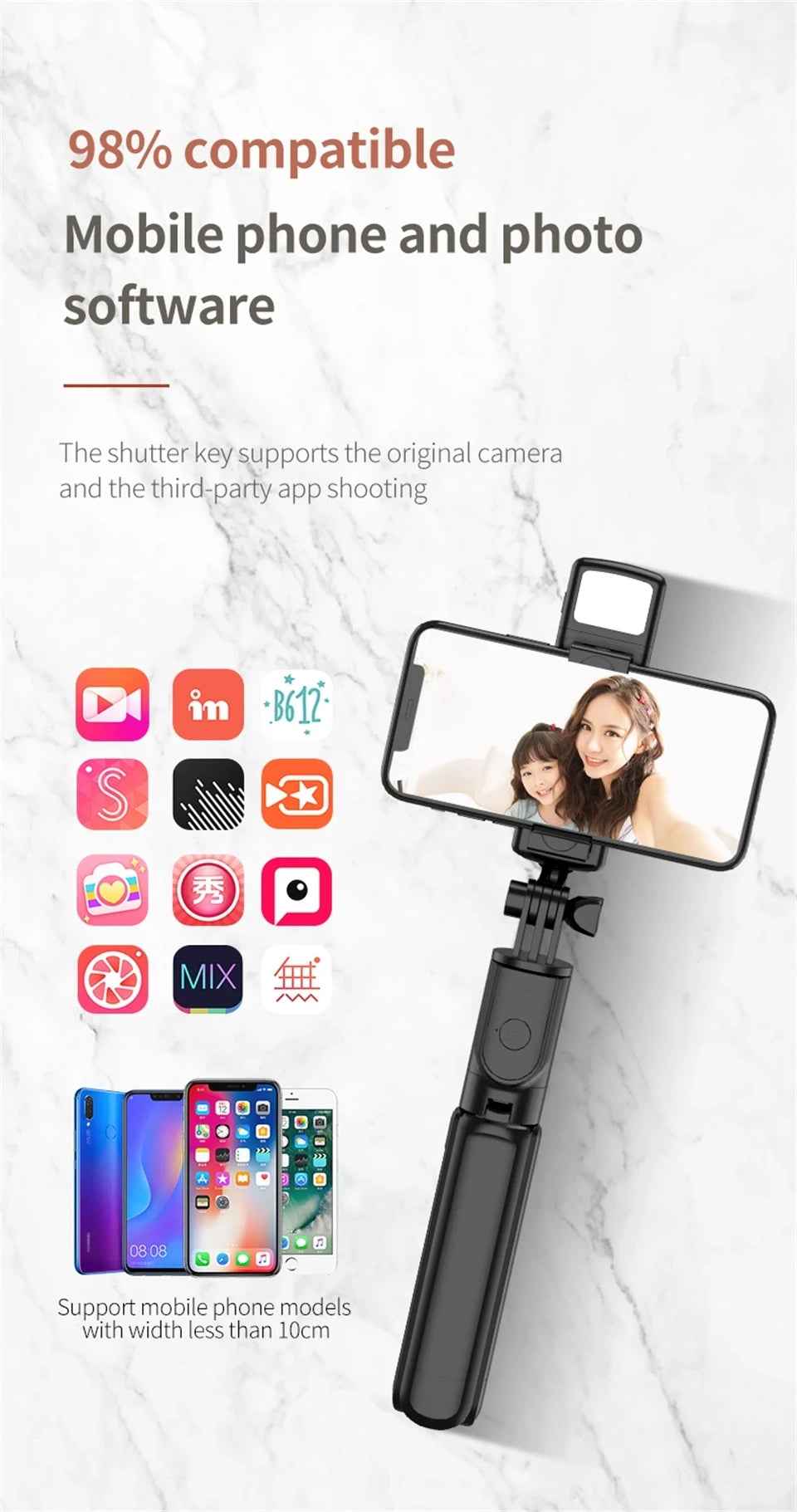 2025 new Selfie Stick Extendable Tripod Phone with,Group Selfies Live Streaming Video Recording Compatible with All Cellphones