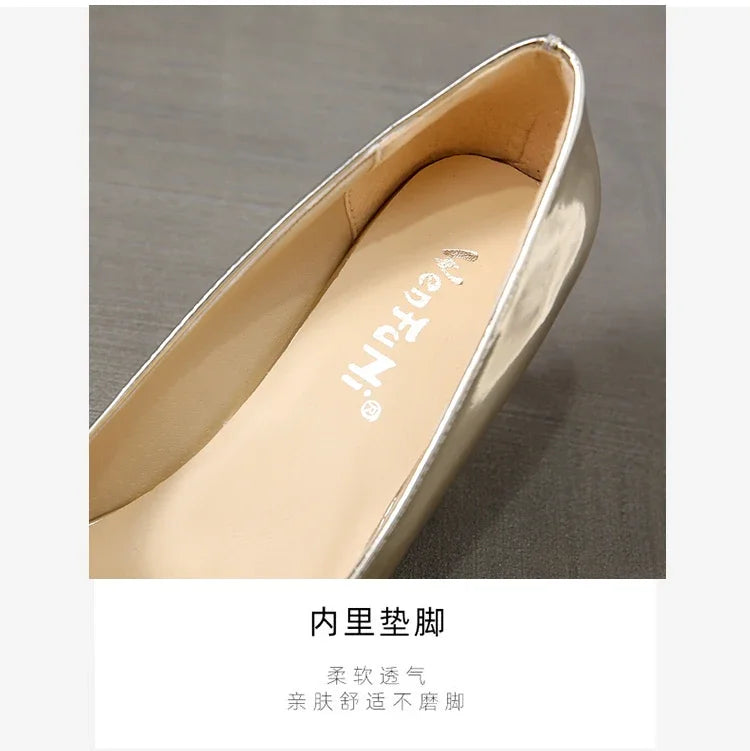 2024 New Lady Pointe Toe Gold Silver Pumps Female Wedding Bridal Shoes  Fashion Women Patent Leather High Heels Plus Size 45