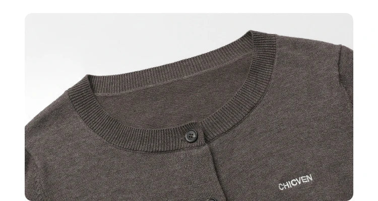 CHIC VEN Women Skirt Sets Solid Knitted Cardigan Short Sleeved Top Female Pleated Skirt Three Piece Optional Spring Autumn 2024