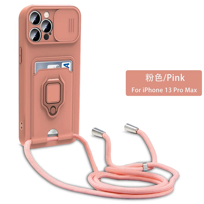 Necklace Strap Lanyard Cord Phone Case For Oppo Realme C51 C53 C55 Note 50 4g Slide Camera Lens Protector Crossbody Soft Cover