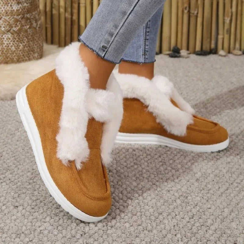 Ankle Boots Women's Winter Warm Plush Snow Boots Suede Leather Shoes Women's Comfortable Women's Shoes Platform Boots