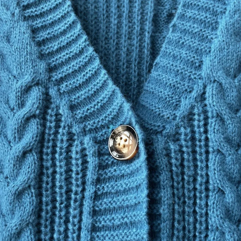 Koi Fish Women Cardigan Fashion Autumn Winter Turquoise Knitted Cardigans Mujer Koi Carp Embroidery Sweater Tops Folklore Girl