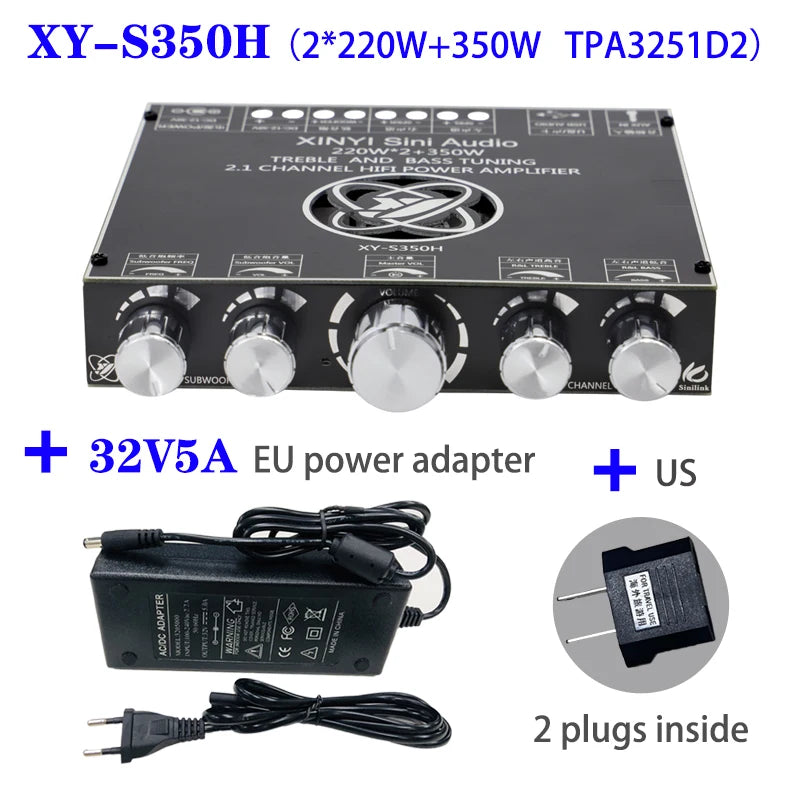 S350H TPA3251D2 Bluetooth 5.0 2.1 Channel Power Audio Stereo Subwoofer Amplifier s Board TREBLE Bass note tuning AMP S220H S100H