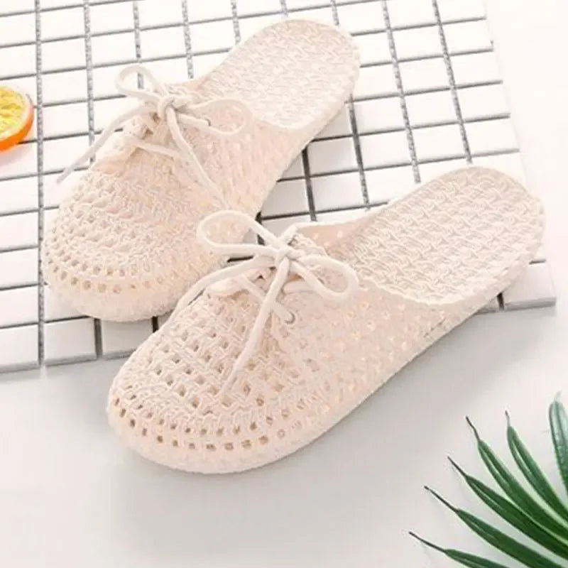 Summer Ladies Baotou Slippers with Hollow Fashion Soft Bottom Hole Shoes Women Wear Beach Sandals and Slippers