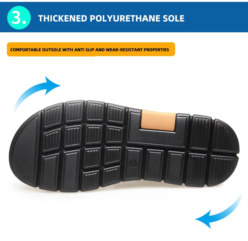 Laorentou Genuine Leather Summer Casual Beach Shoes, Cowhide Soft Soles, Anti Slip, Dual-Purpose Sandals for External Wear2050606