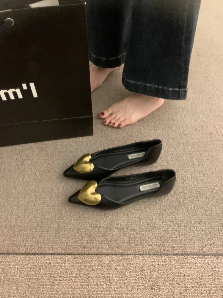 Elegant Black Flat Bottomed Single Shoes For Women New Spring Autumn/Winter French Style Soft Bottomed Comfortable Commuting Sho