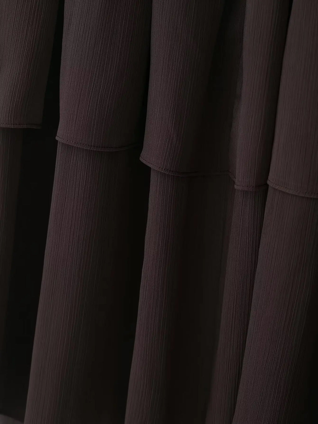 New High Street Women Brown Ruffled Pleated Midi Skirt High Elastic Waist Female Chic Lady Long Skirts