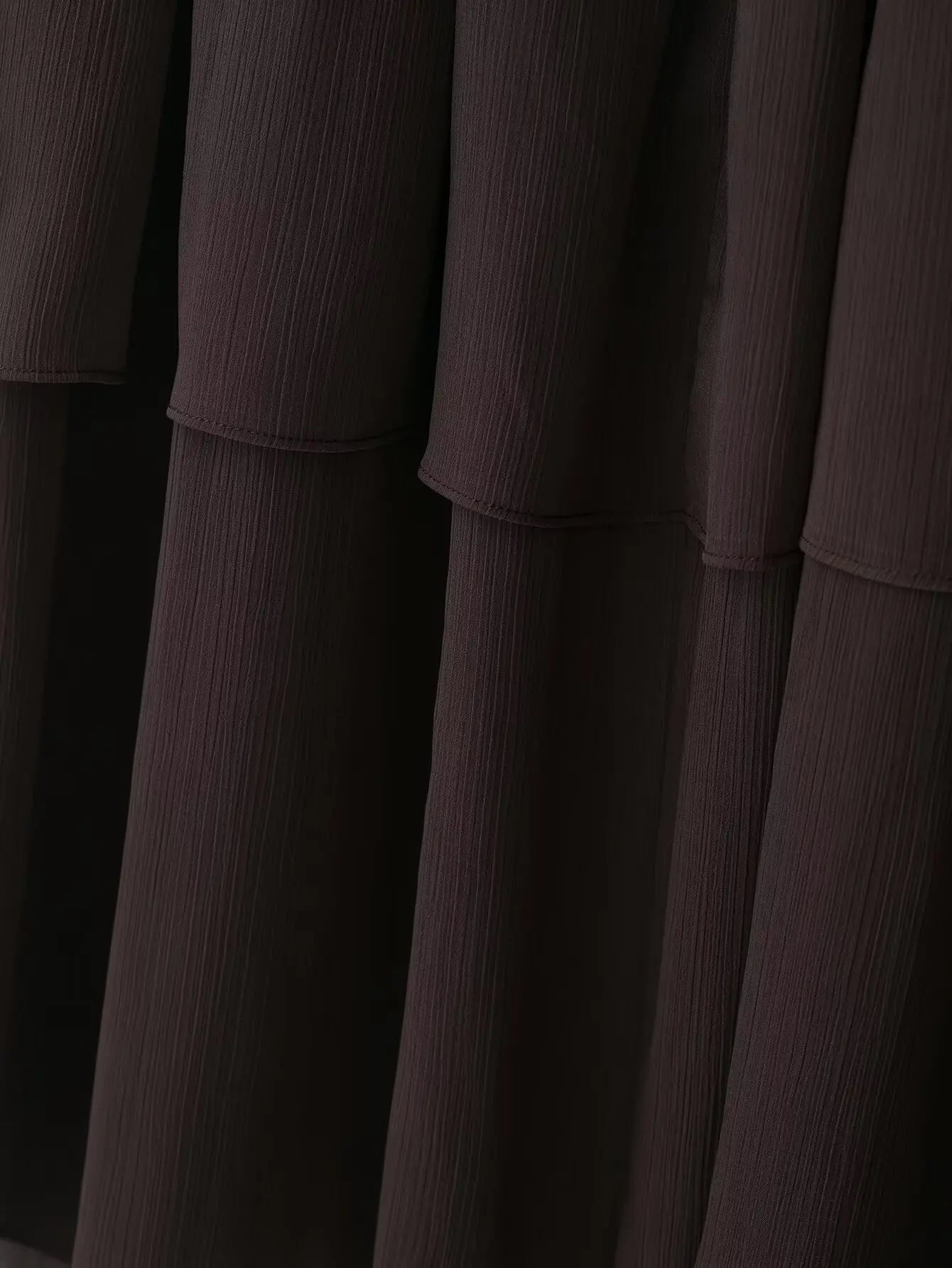 New High Street Women Brown Ruffled Pleated Midi Skirt High Elastic Waist Female Chic Lady Long Skirts