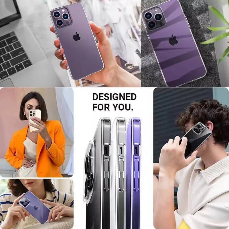 Transparent Phone Case For iPhone 11 12 13 14 15 Pro Max Mini For iPhone X XS Max XR 8 7 6 Plus TPU Soft Back Cover Clear Case